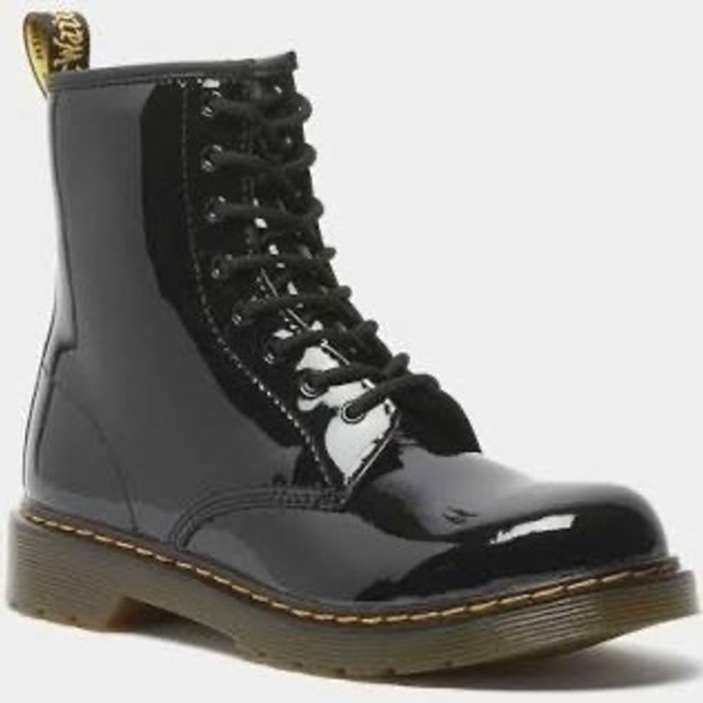Doc Martens 1460 Patent‎ Leather Black 8 Eye Side Zip Boot Size 6